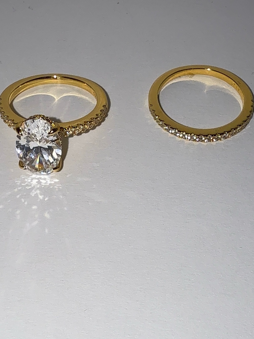 3.5ct Oval CZ Gold Vermeil Wedding Set Size 6.5